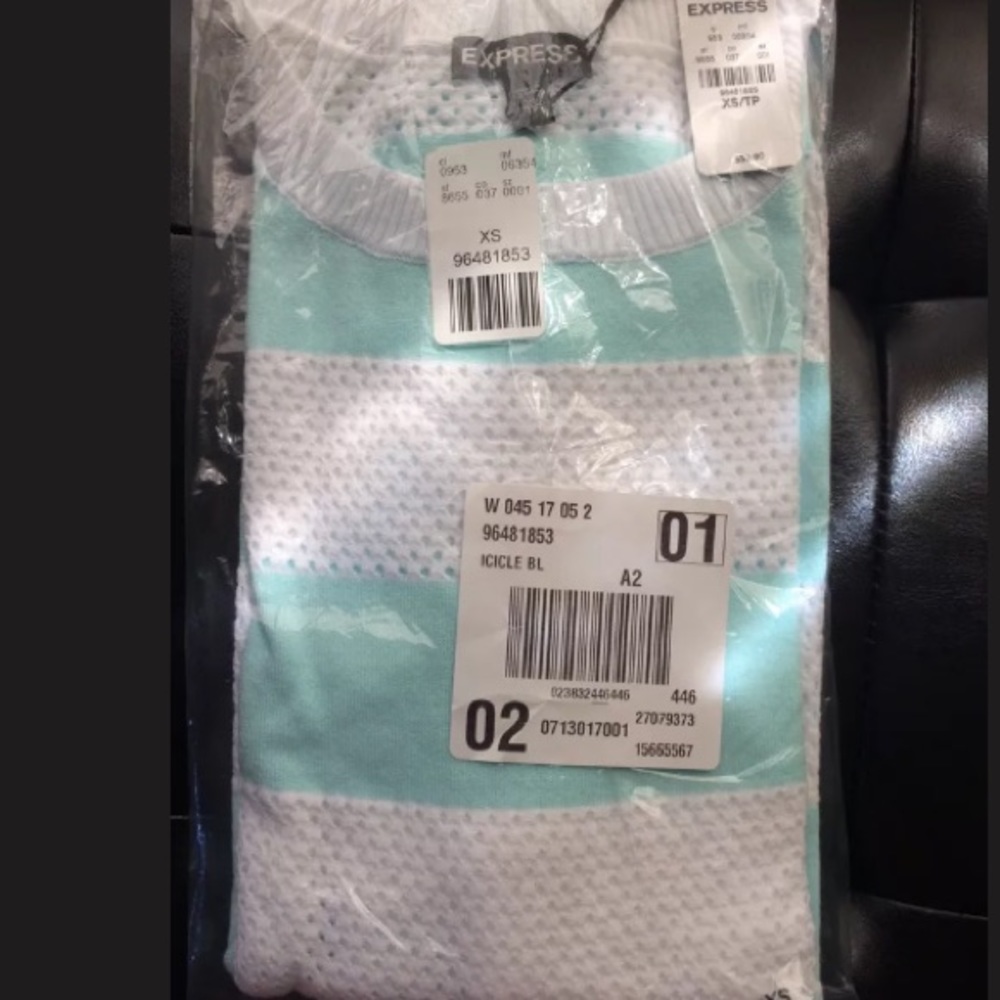 NWT Express Sweater Mint Green and White Striped